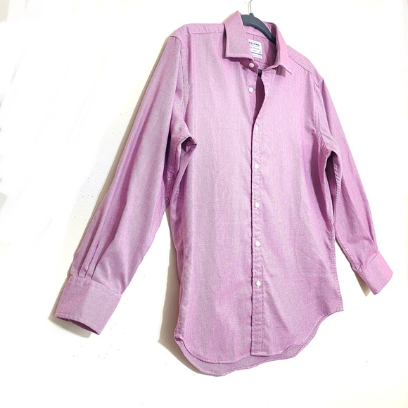 TM Lewin slim fit PURPLE collared button down long sleeve button cuff shirt - Picture 4 of 9
